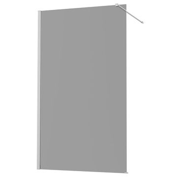 Sensea Remix Shower screen and Arm Brush Nickel with smoked glass W90cmxH200cm