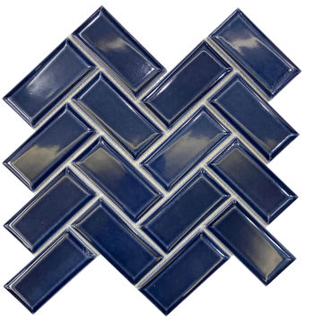 Mosaic Tile Porcelain ARTENS Metro Dark Blue Glossy L30cm x W30cm (per sheet)