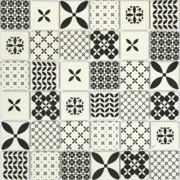 Mosaic Tile ARTENS Locarno Mix Black/White Matte L30cm x W30cm (per sheet)