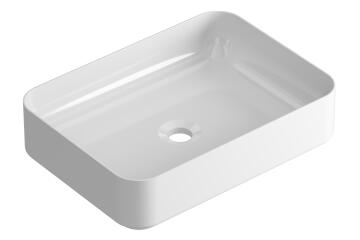 Counter basin ceramic rectangular Studio white with glossy finish 50x36x12cm