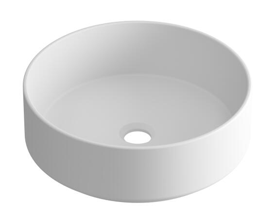 Counter basin ceramic round Studio white with matt finish 37x37x12cm