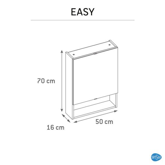 Sensea Easy Mirror Cabinet 1 Door Matt White 50cm
