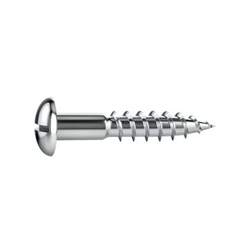 V12 WOODSCREW ROUND HEAD SLOTTED DRIVE STEEL WHITE ZINC PLATED FREE FROM CHROMIUM-VI 4X25 - 30 PIECES