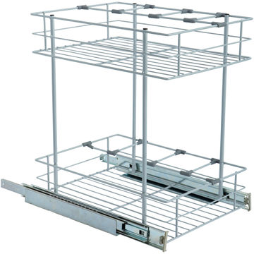 Kitchen Sliding Wire Basket 2 Levels Grey 40Cm